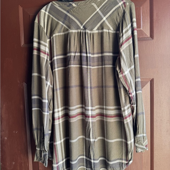 Knox Rose Green Plaid Long Sleeve Top Size XL - Picture 2 of 4